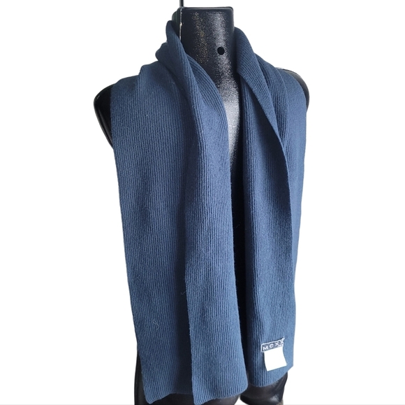 Mexx Mens Blue Lambs Wool Scarf - Picture 2 of 3